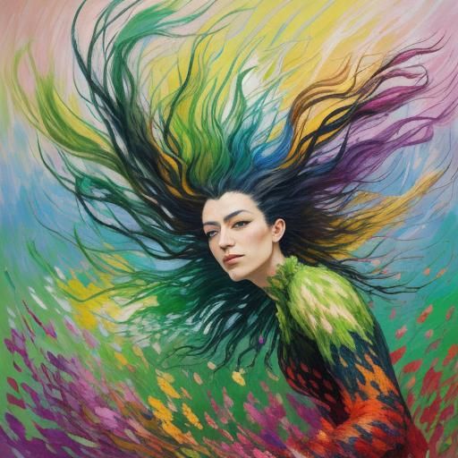 Lush Greenery in Abstract Impressionist Style