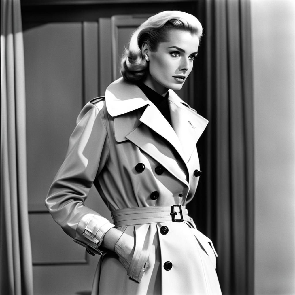 Grace Kelly visage magnifique trench coat