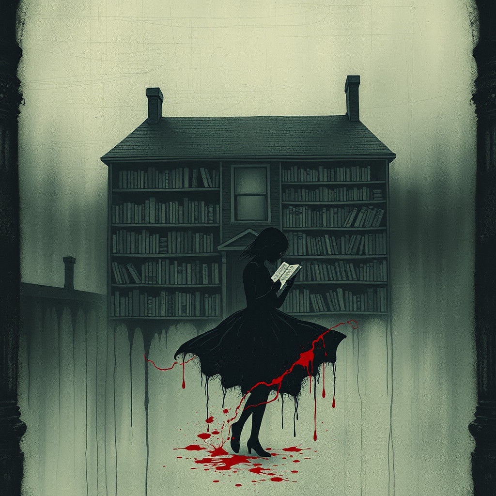 Ethereal Library Specter: A Haunting Digital Illustration