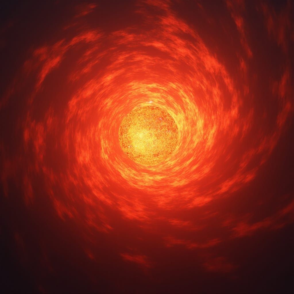 Vibrant Red Solar Flare in Cosmic Abstract