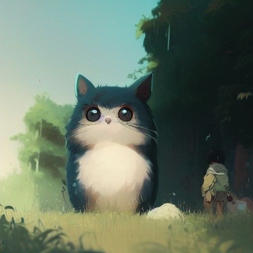 Adorable Fluffy Animal with Big Green Eyes