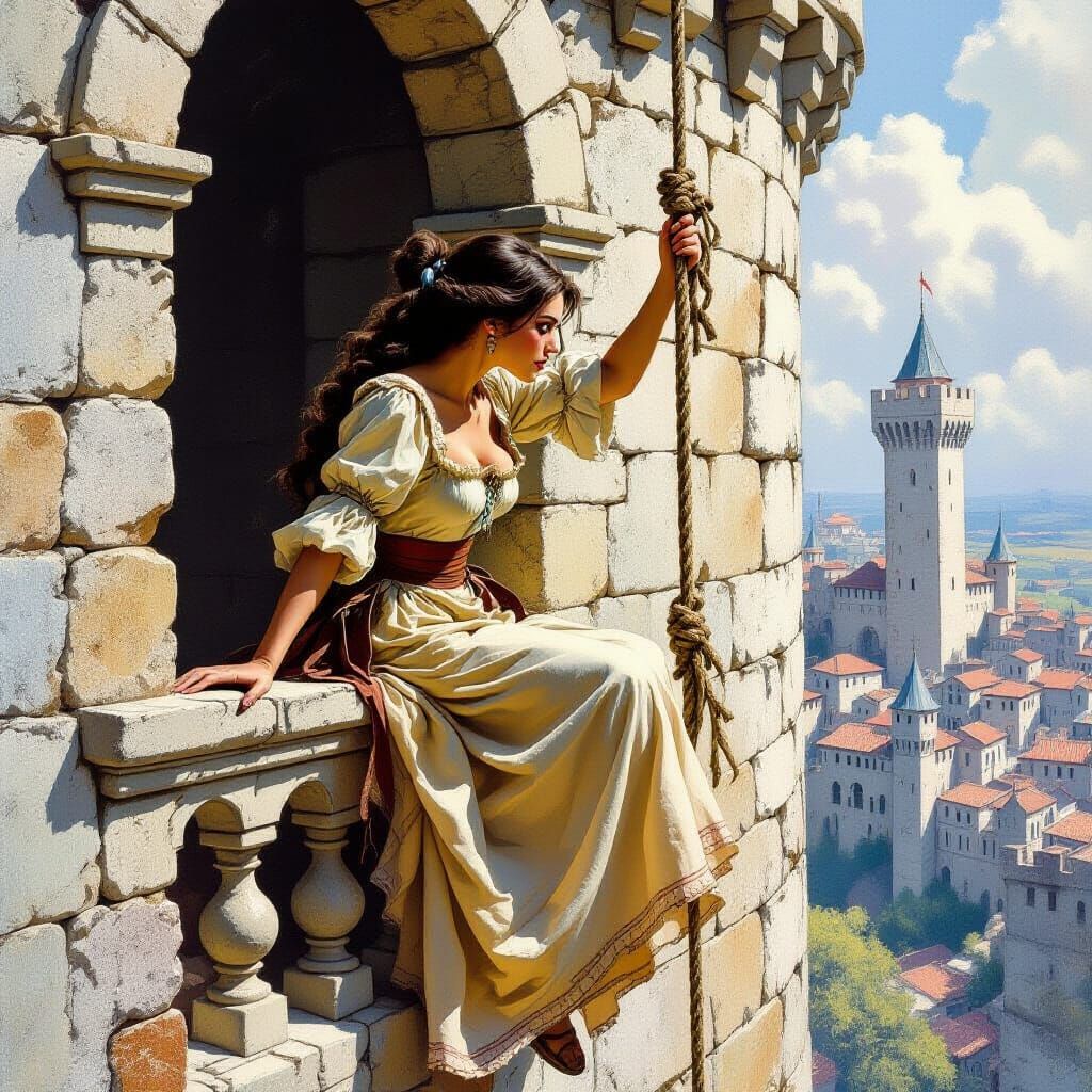 Princess's Daring Escape: Medieval Fantasy Art