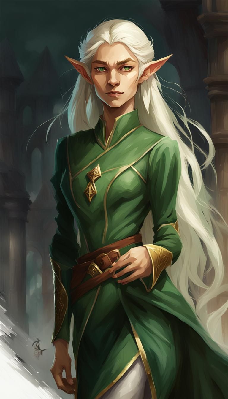 Young High-Elf Lady Diplomat: Fantasy Illustration