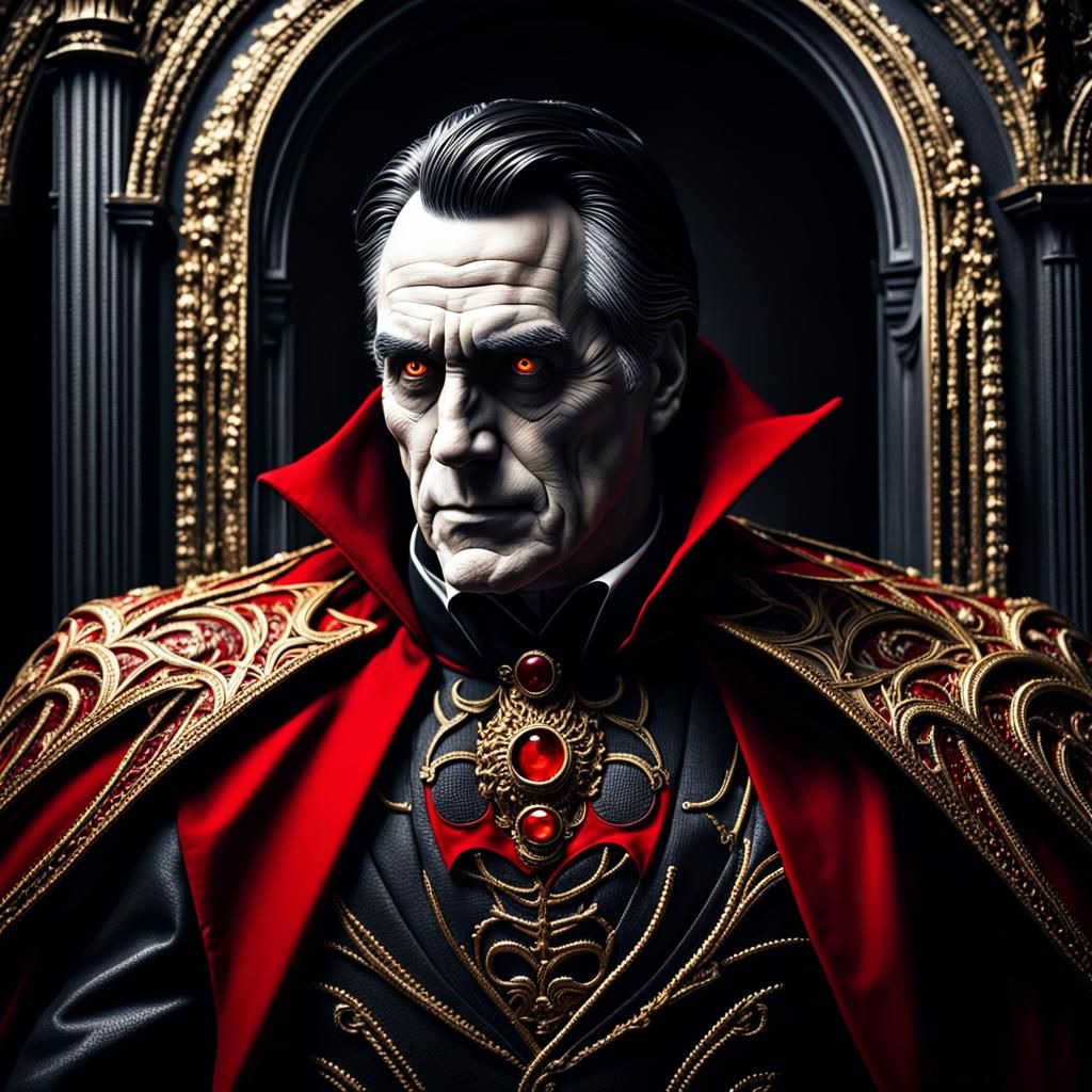 Mitt Romney as a Vampire King in Hyperrealistic Style