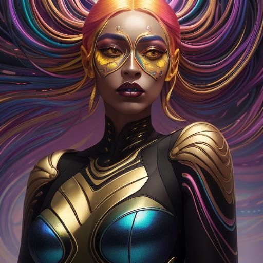 Surreal Portrait of Woman with Rose Gold Skin