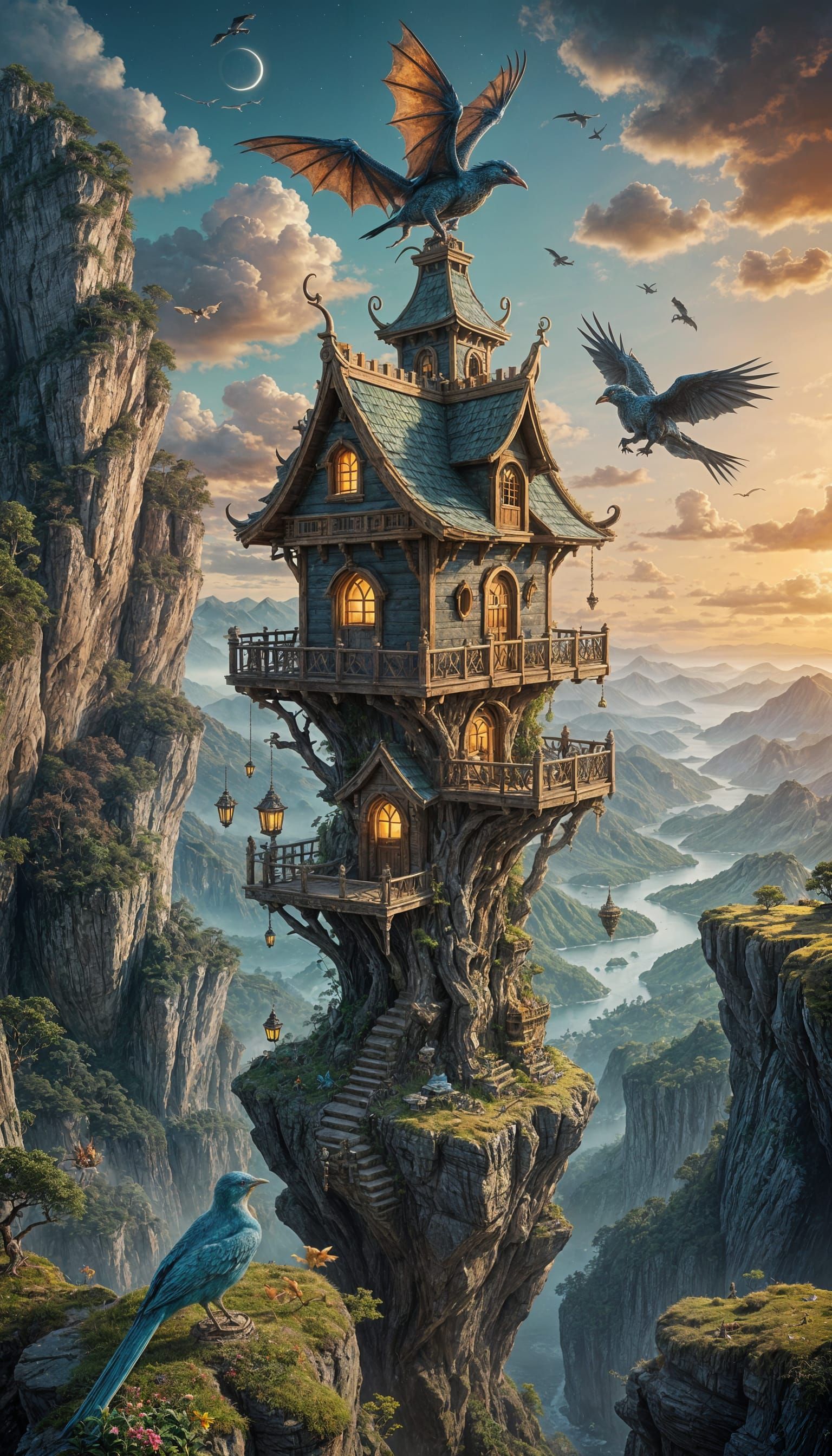 Floating Ziggurat Birdhouse Summons Spectral Dragon