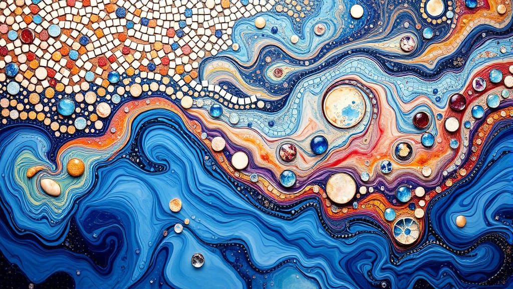 Acrylic Pouring: Mosaic Fluid Art in Vibrant Colors