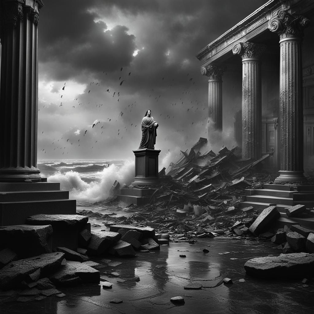 Goth Model in Art Gallery with Oil Paintings