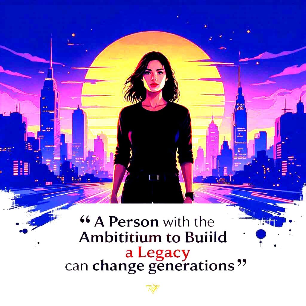 Motivational Wallpaper: Legacy Ambition in Digital Sunset Ci...