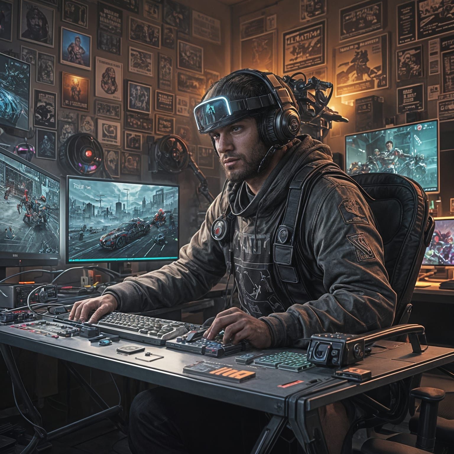 Gamer in Hyper-Realistic Style Finds Focus