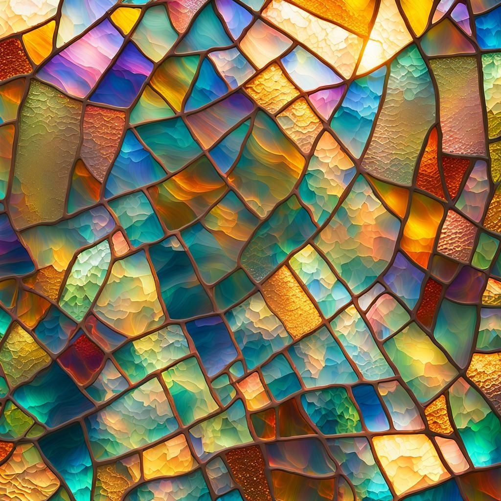 Abstract Stained Glass Radiating Divine Sunshine