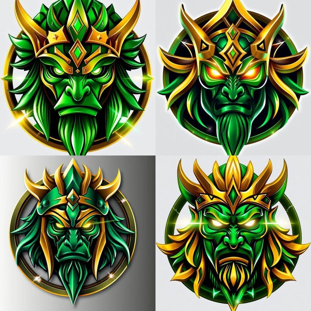 Glowing Emerald Warrior Shield Crest