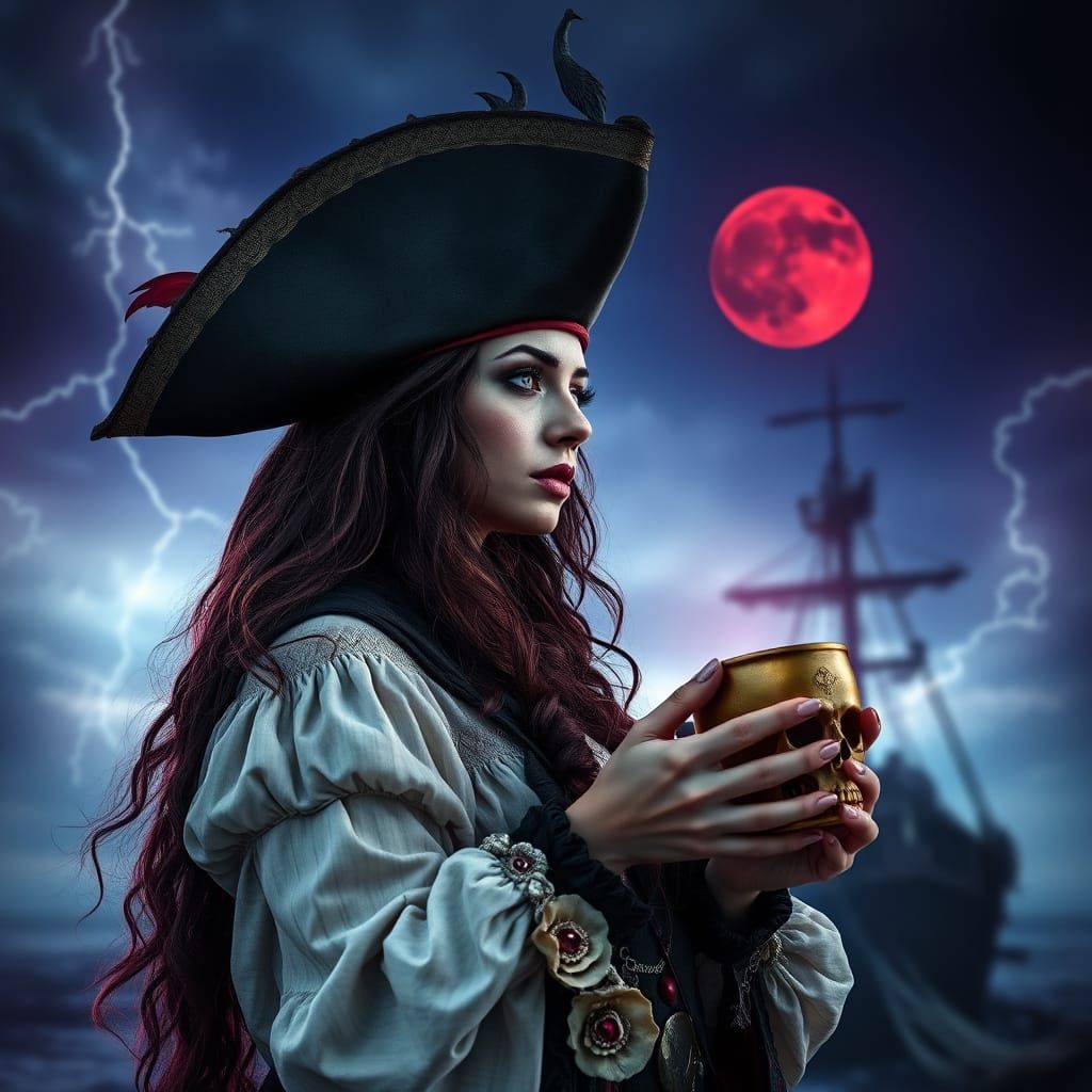 Gothic Pirate Captain of a Ghostly Ship