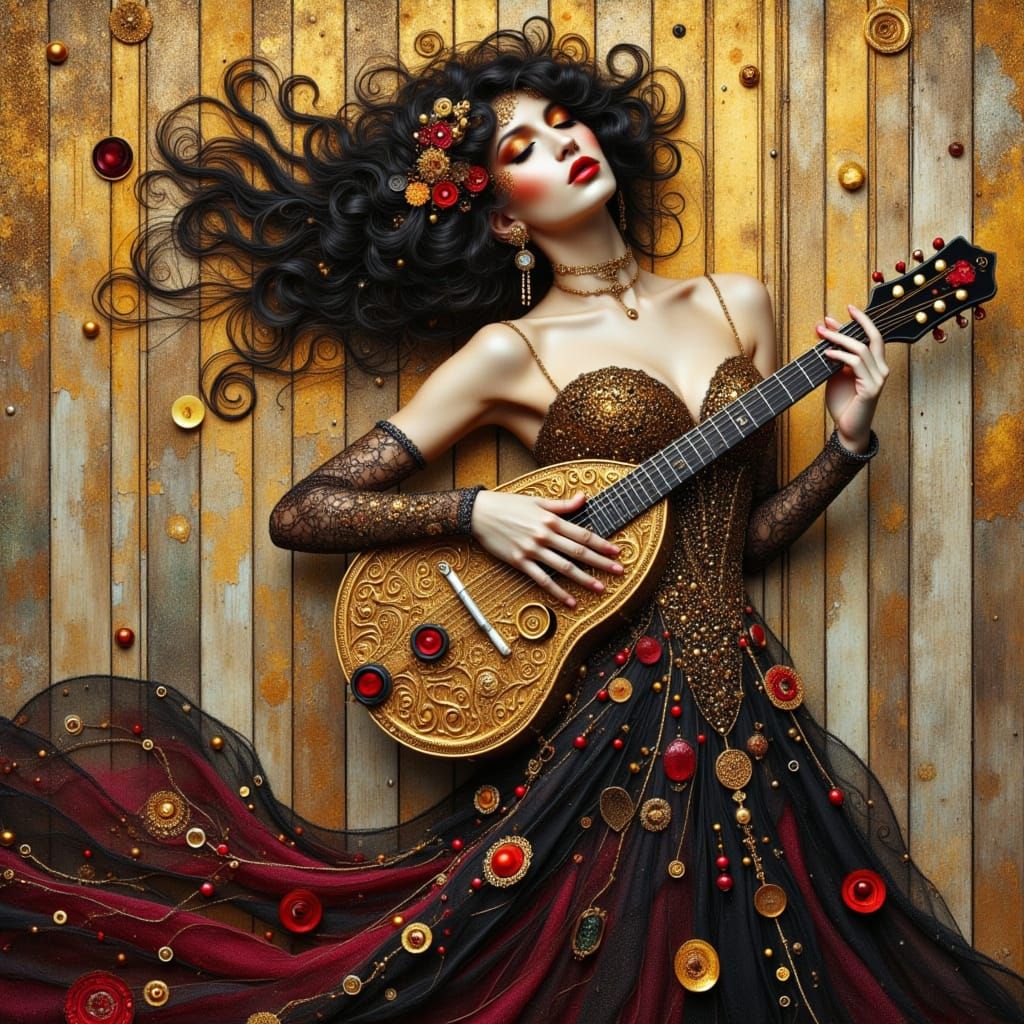 Latin Goddess of Flamenco Dance in Cyberpunk Style