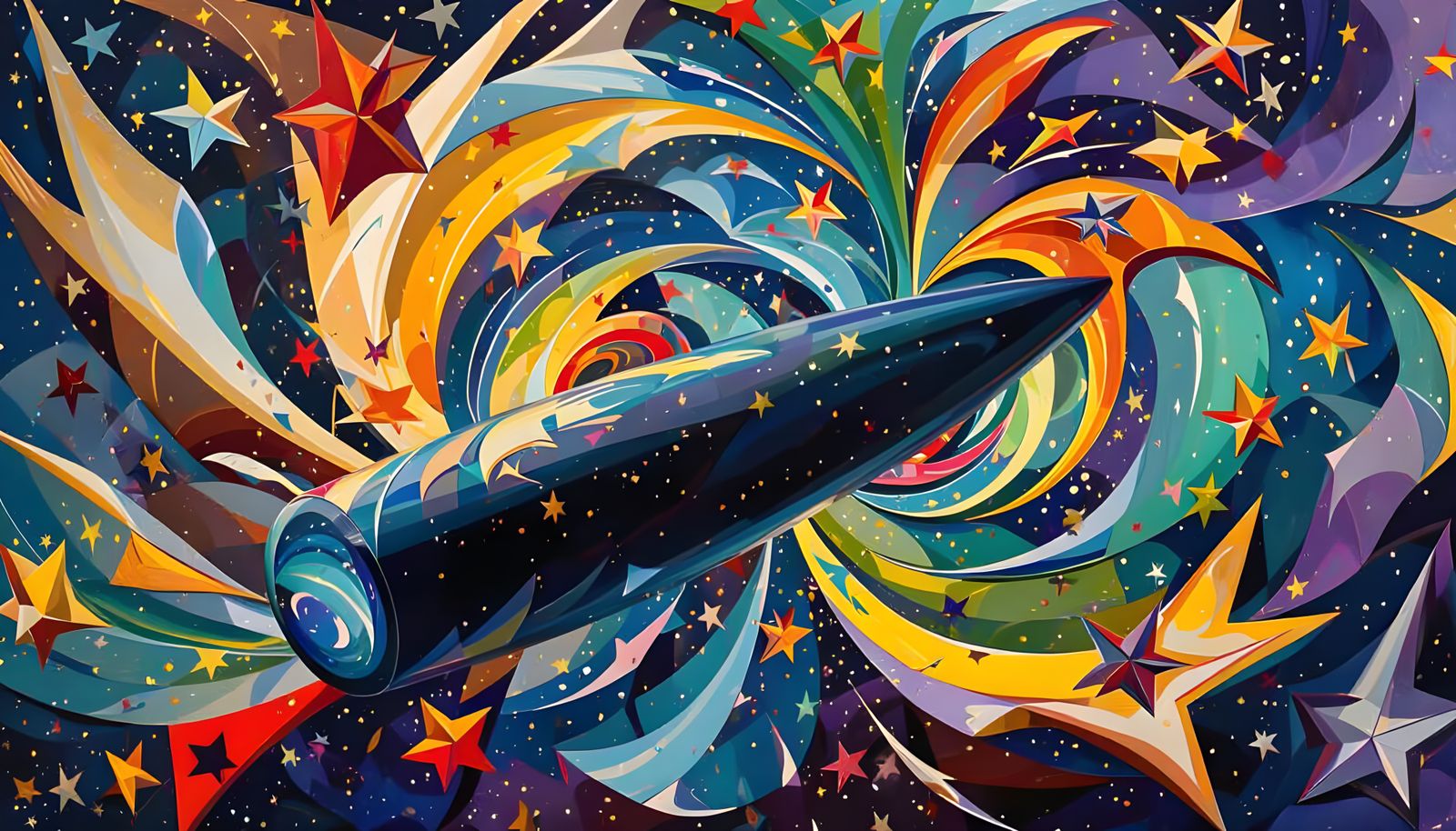 Reflective Cylinder Mirrors a Surreal Cosmic Dream