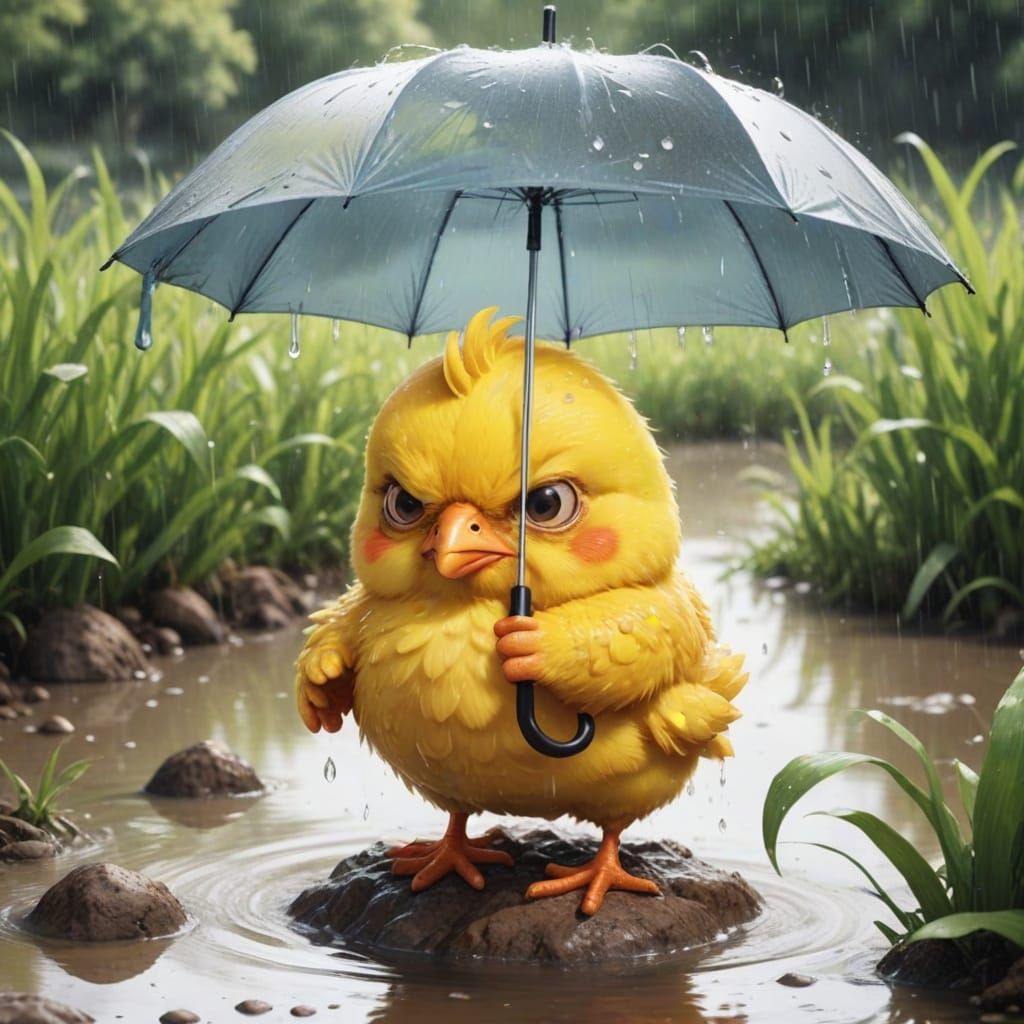 Grumpy Cartoon Chicken Having a Bad Day