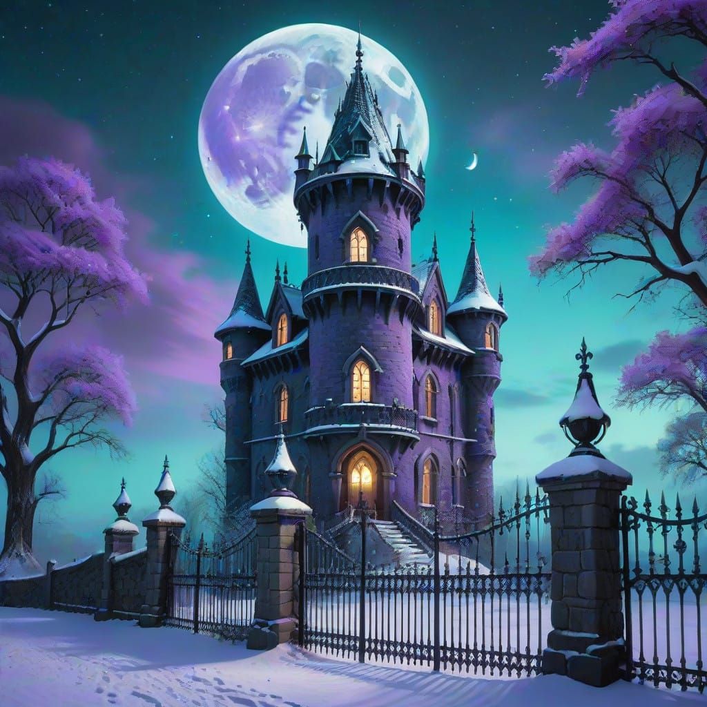 Gothic tower in winter.