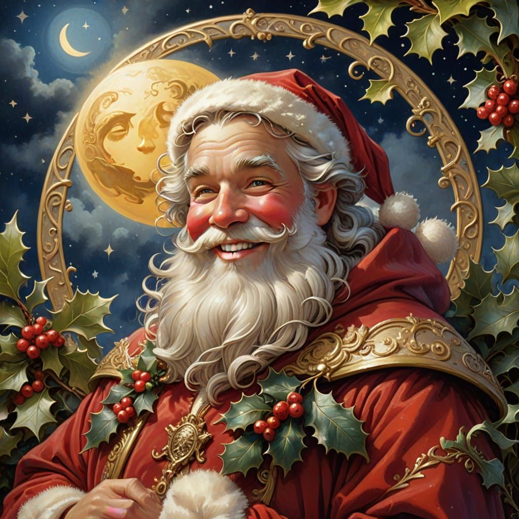 Santa Claus Coat of Arms in Art Nouveau Style