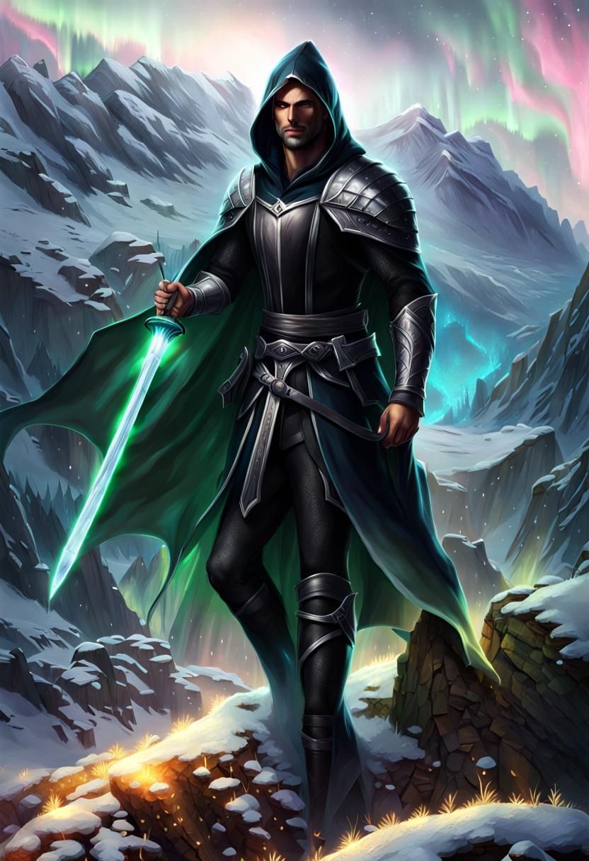 Half-Elf Aurora Mage in Dark Armor