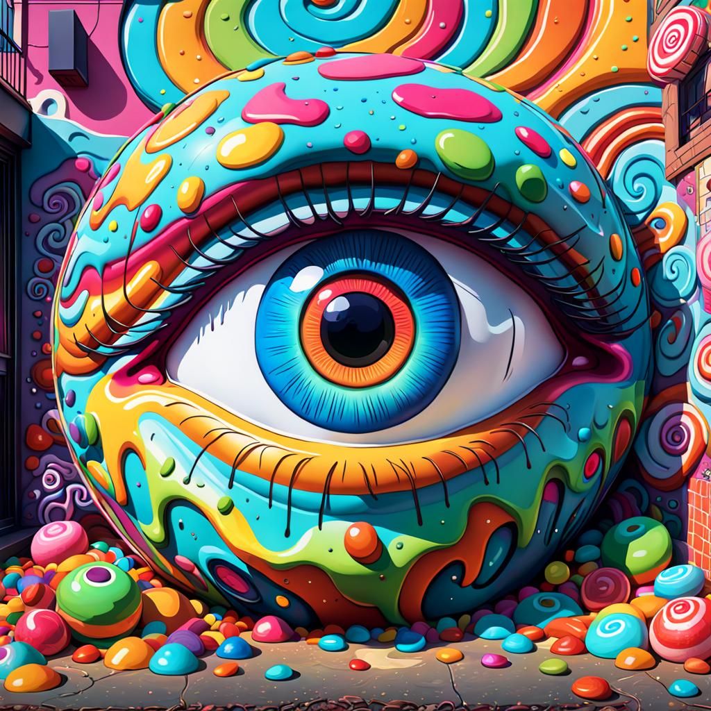 Psychedelic Eye in Vibrant Street Graffiti Style