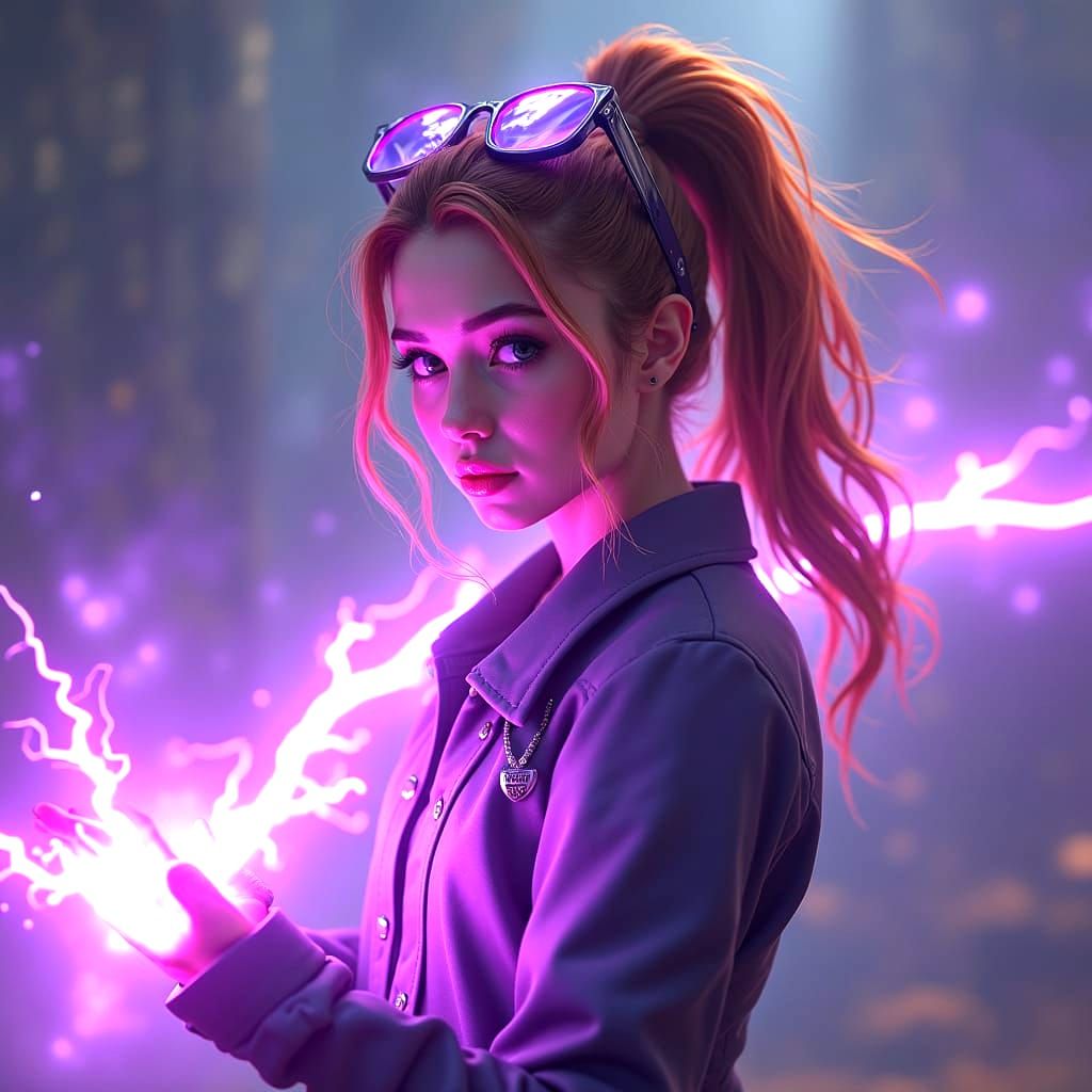 Electric Force Field Generated by Woman with Ponytail