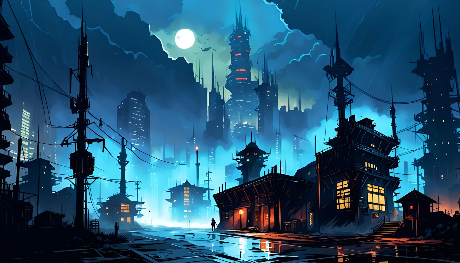 Shadowrunner HQ at Twilight: Comic Art Style