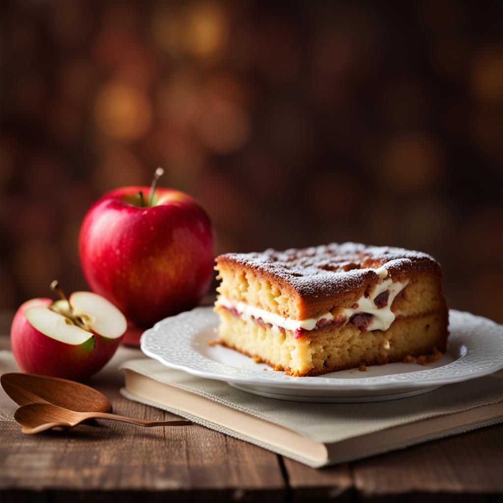 Autumn Still Life with Apple and Cake
