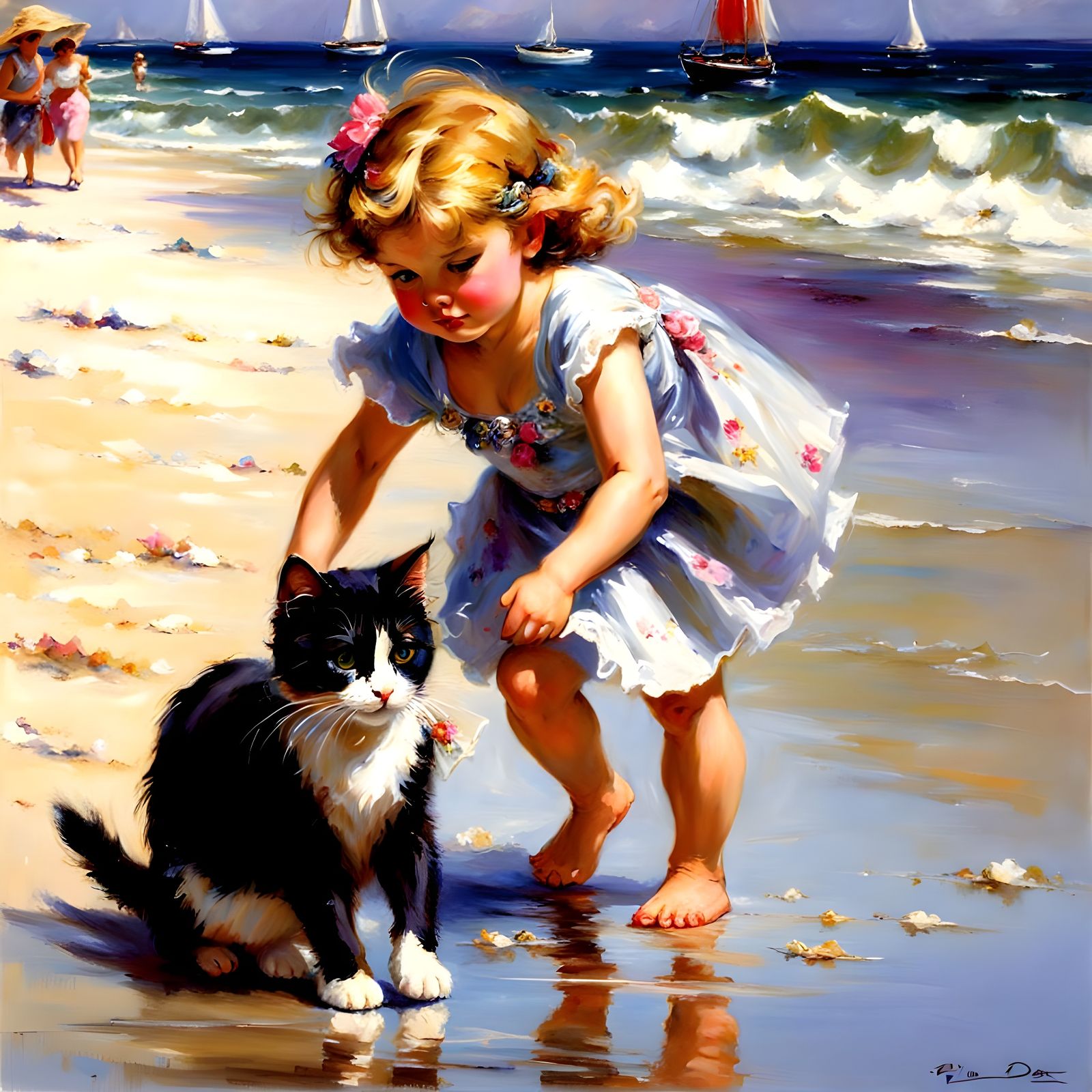 Little Girl Causes Mischief on a Beautiful Beach Day