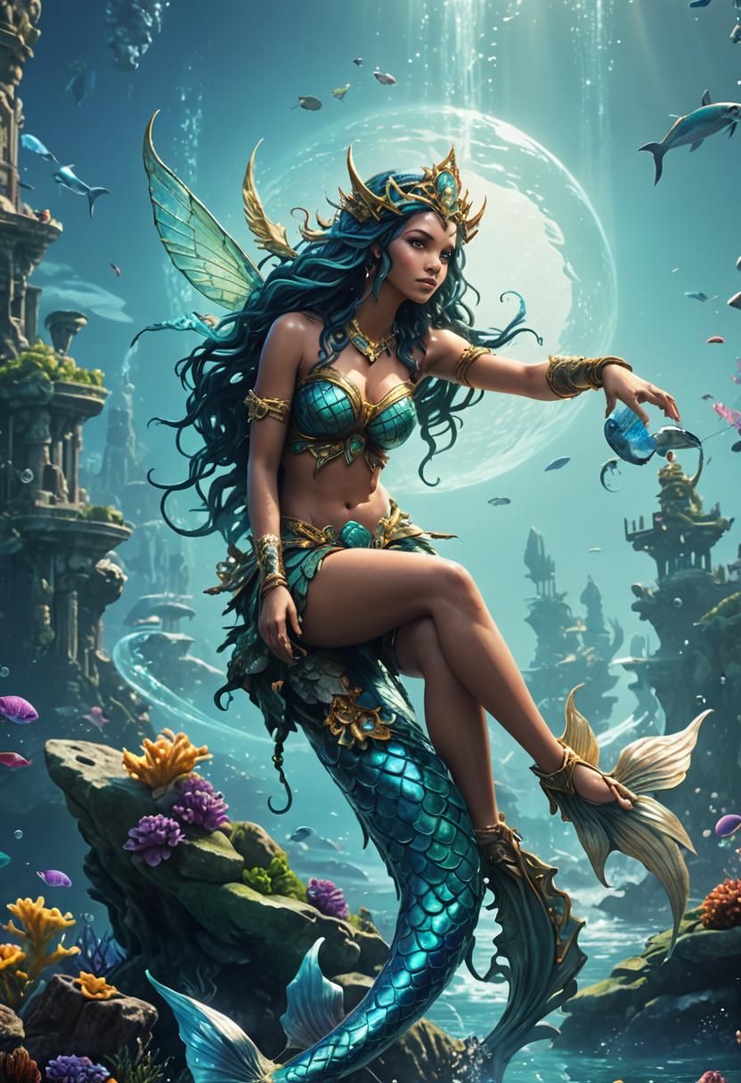 Ancient Atlantis fairy mermaid