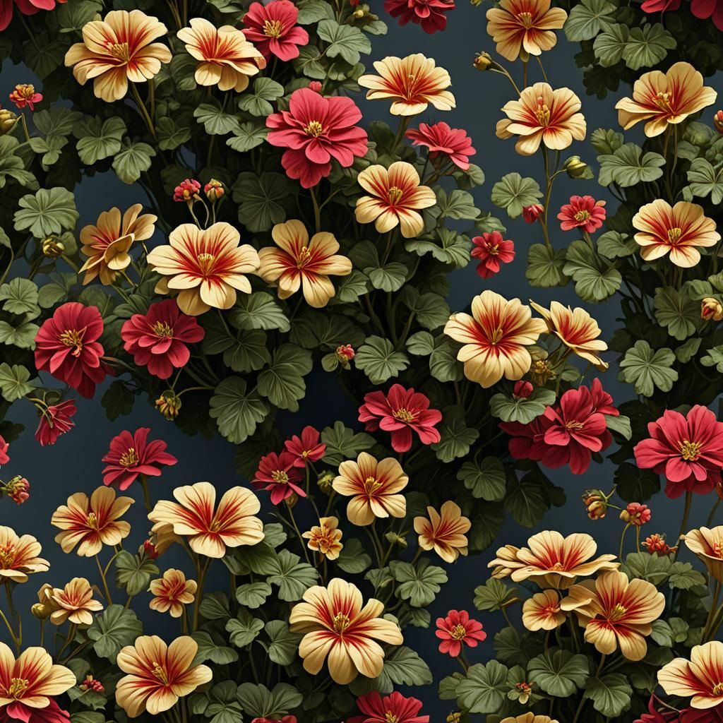 Golden Geraniums in Detailed Fantasy Art
