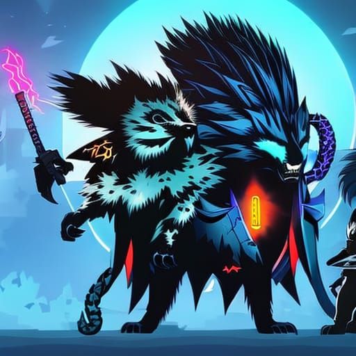 Cyberpunk Plasma Hannya Hybrid in Anime Style