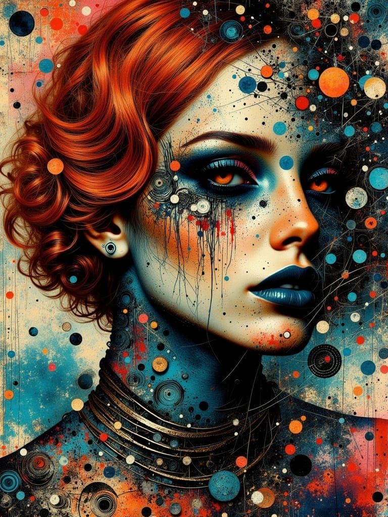 Gothic Surreal Woman Portrait in Zentangle Style