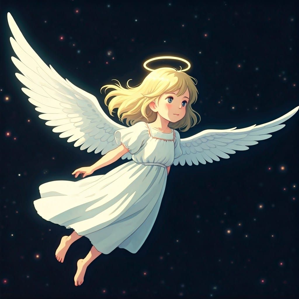 Blonde Angel Girl Flying: Anime Key Visual
