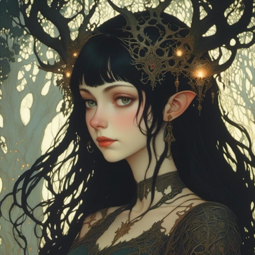 Eerie Forest Portrait of Beautiful Woman