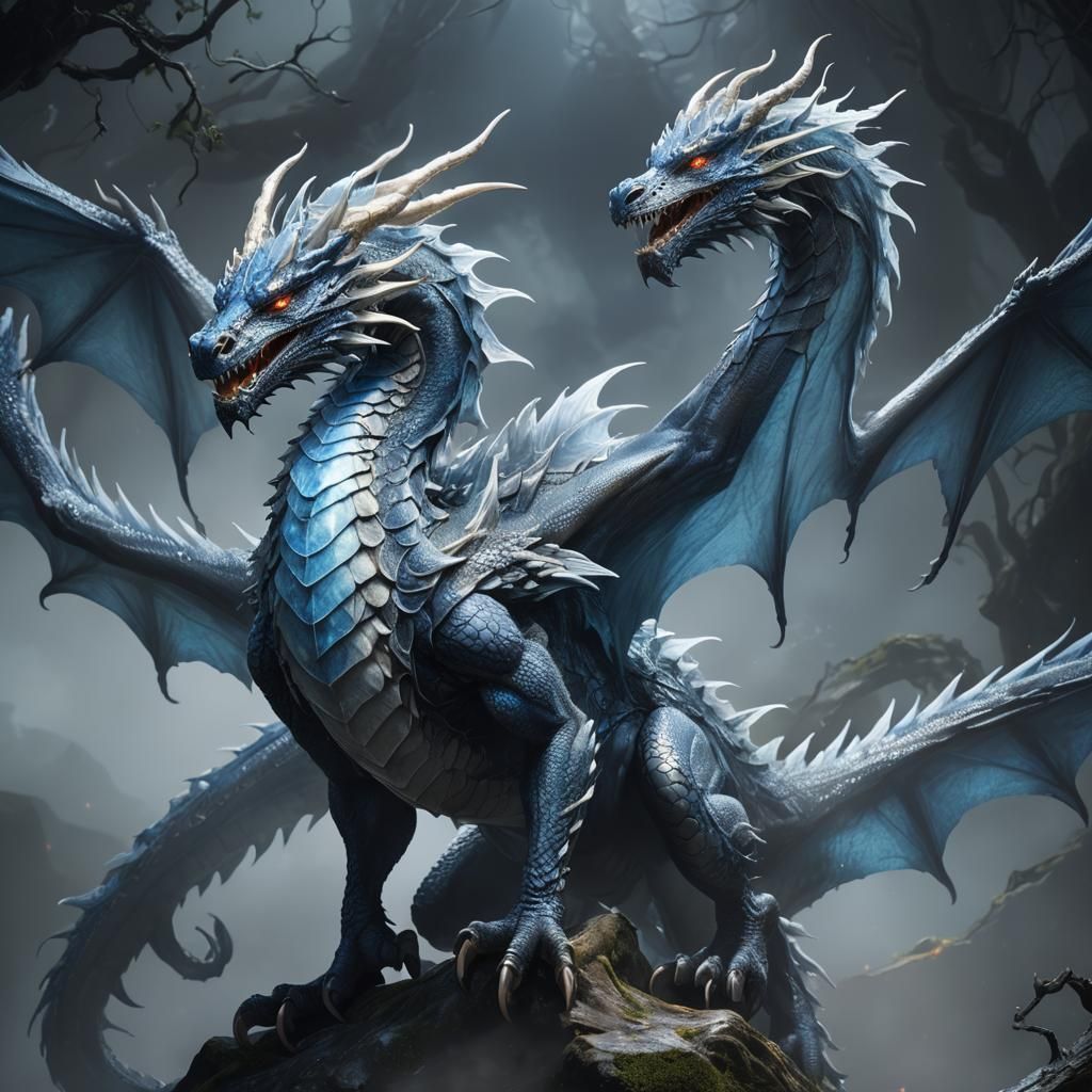 Ethereal Blue and White Dragon Concept Art