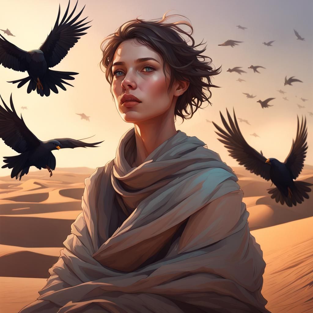Desert Woman Portrait in Hyperdetailed Style