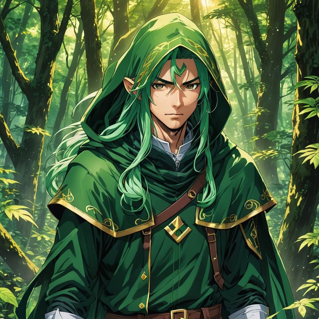 Anime Style Yuan-ti Ranger in Emerald Forest