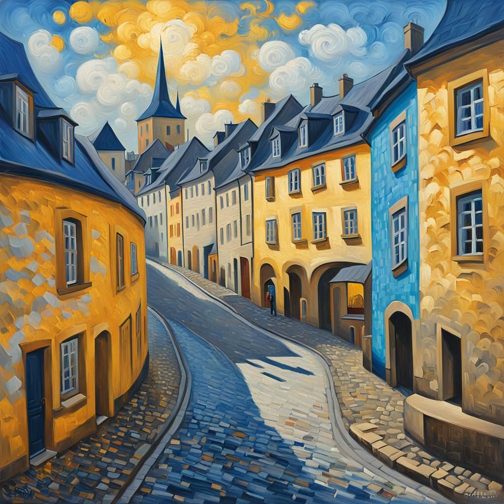 Luxembourg Cityscape in Neo-Impressionist Style