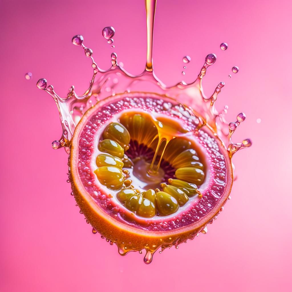 Pink Iridescent Passionfruit with Honey