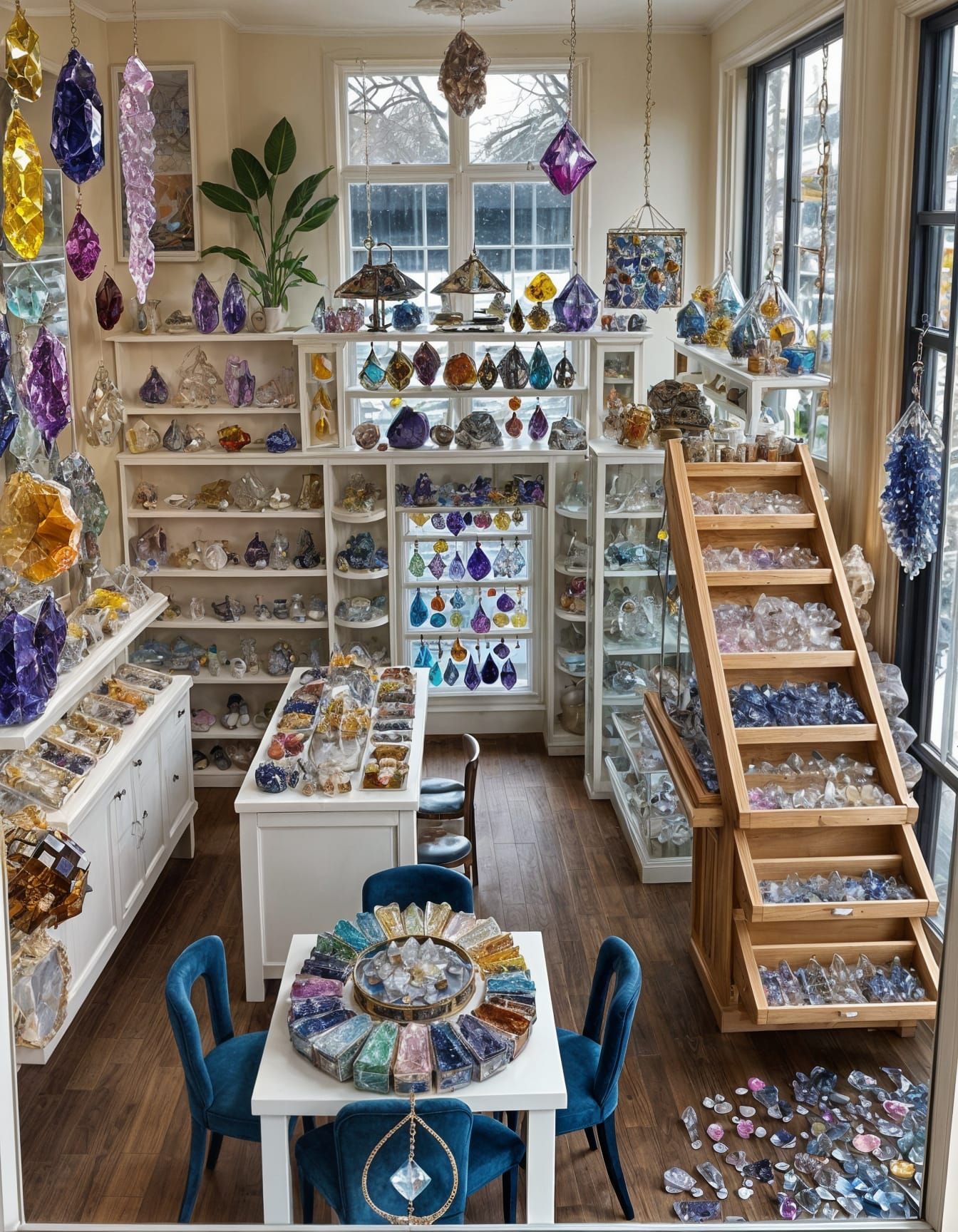 Charming Crystal Shop with Gemstones and Suncatchers