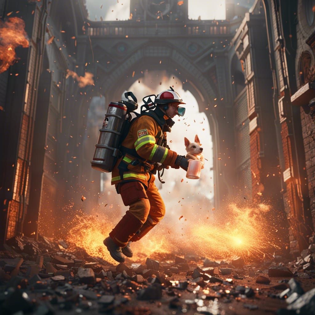 Heroic Firefighter Rescues Dog From Burning Castle