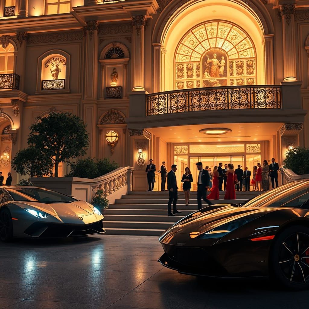 Luxury Monte Carlo Casino Evening in Golden Opulence