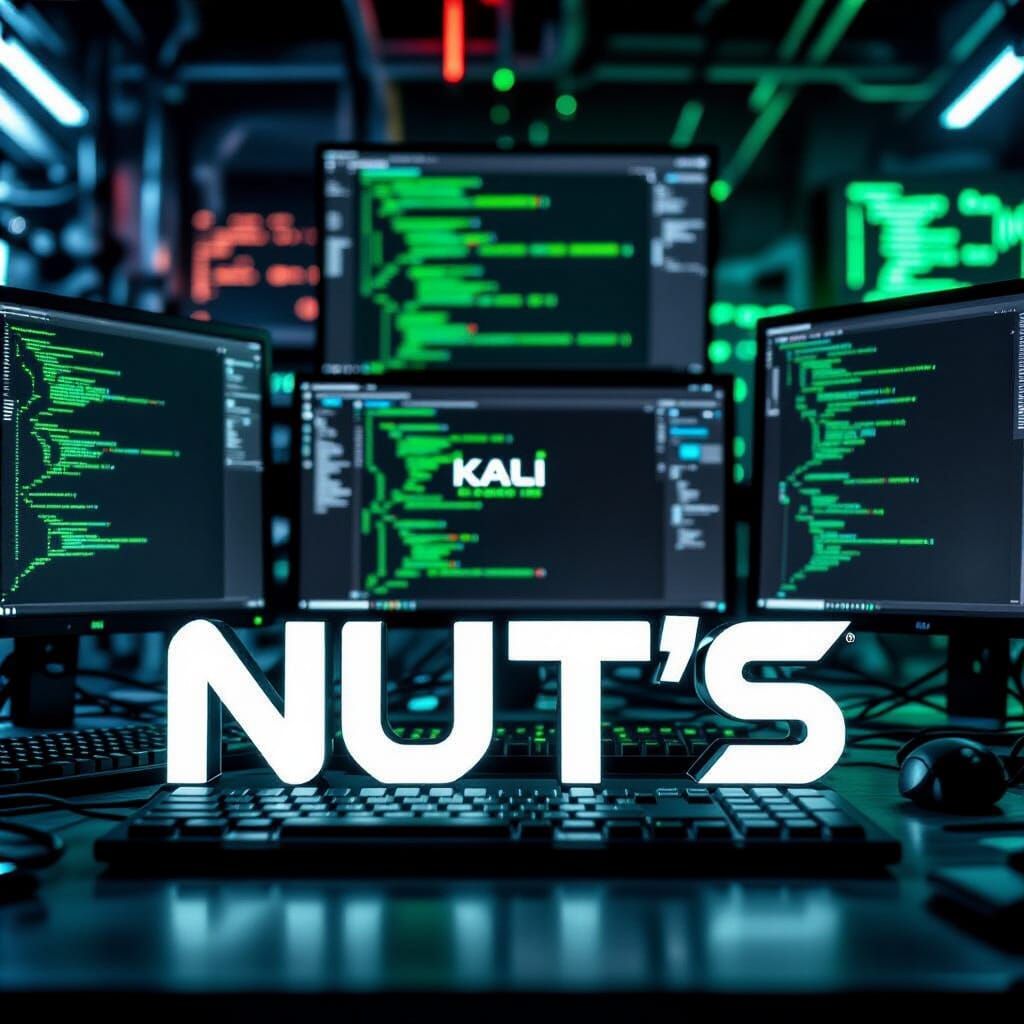 Monochromatic Photo of "NUT'S" in Futuristic Font