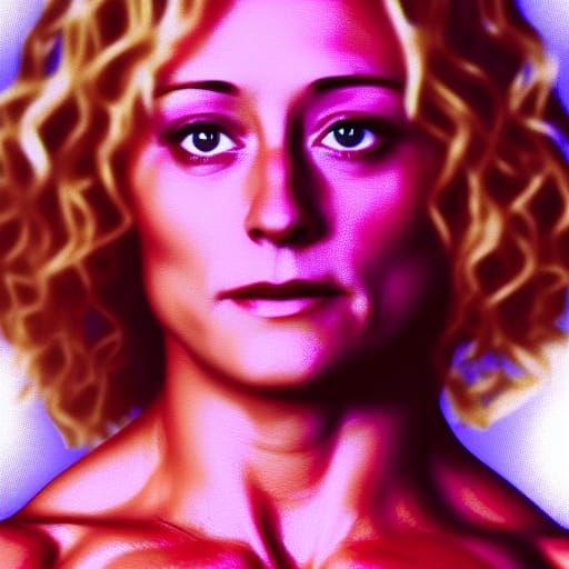 Female Muscle Competitor in Pink Bikini: Japanese Illustrati...