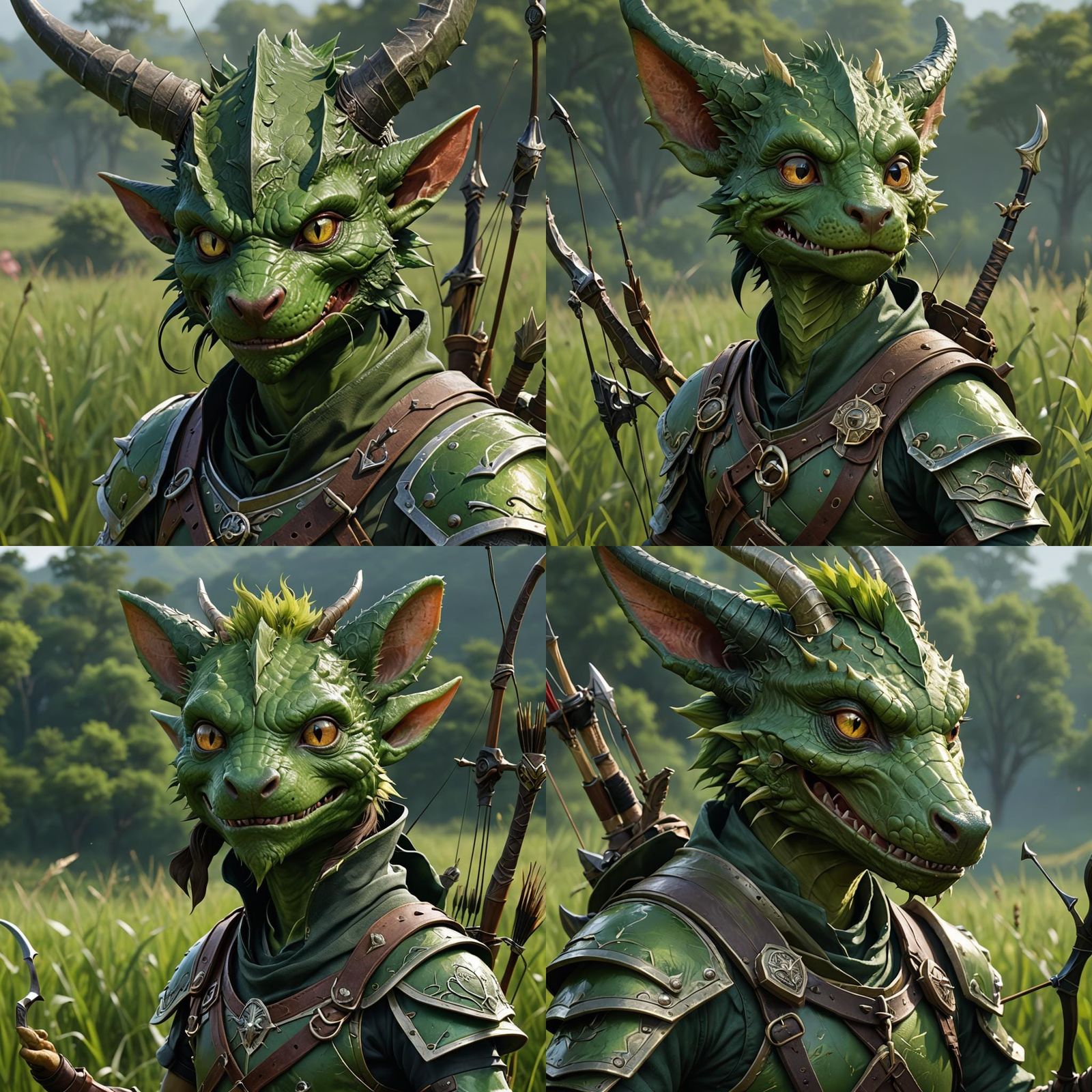 Green Kobold Archer Portrait in 3D Anime Art
