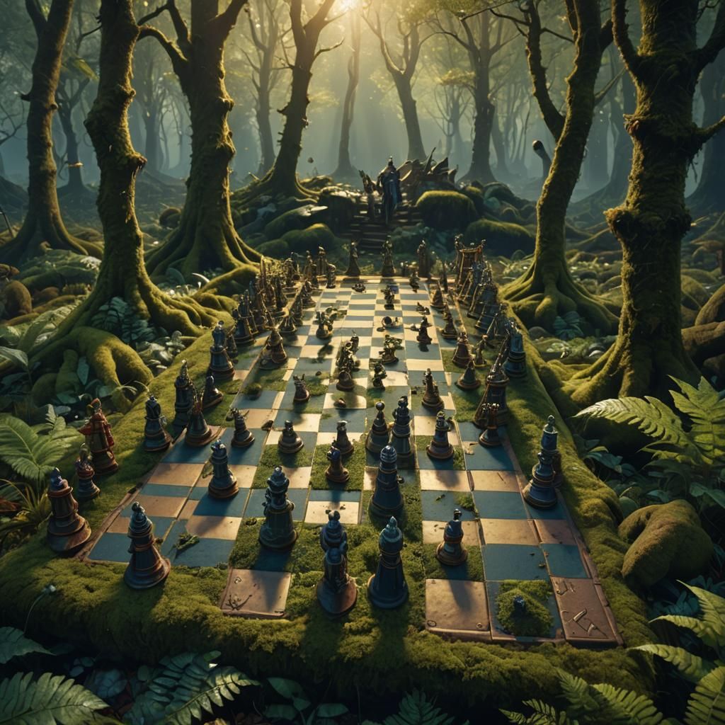 Medieval Ants Play Chess in Mystical Forest
