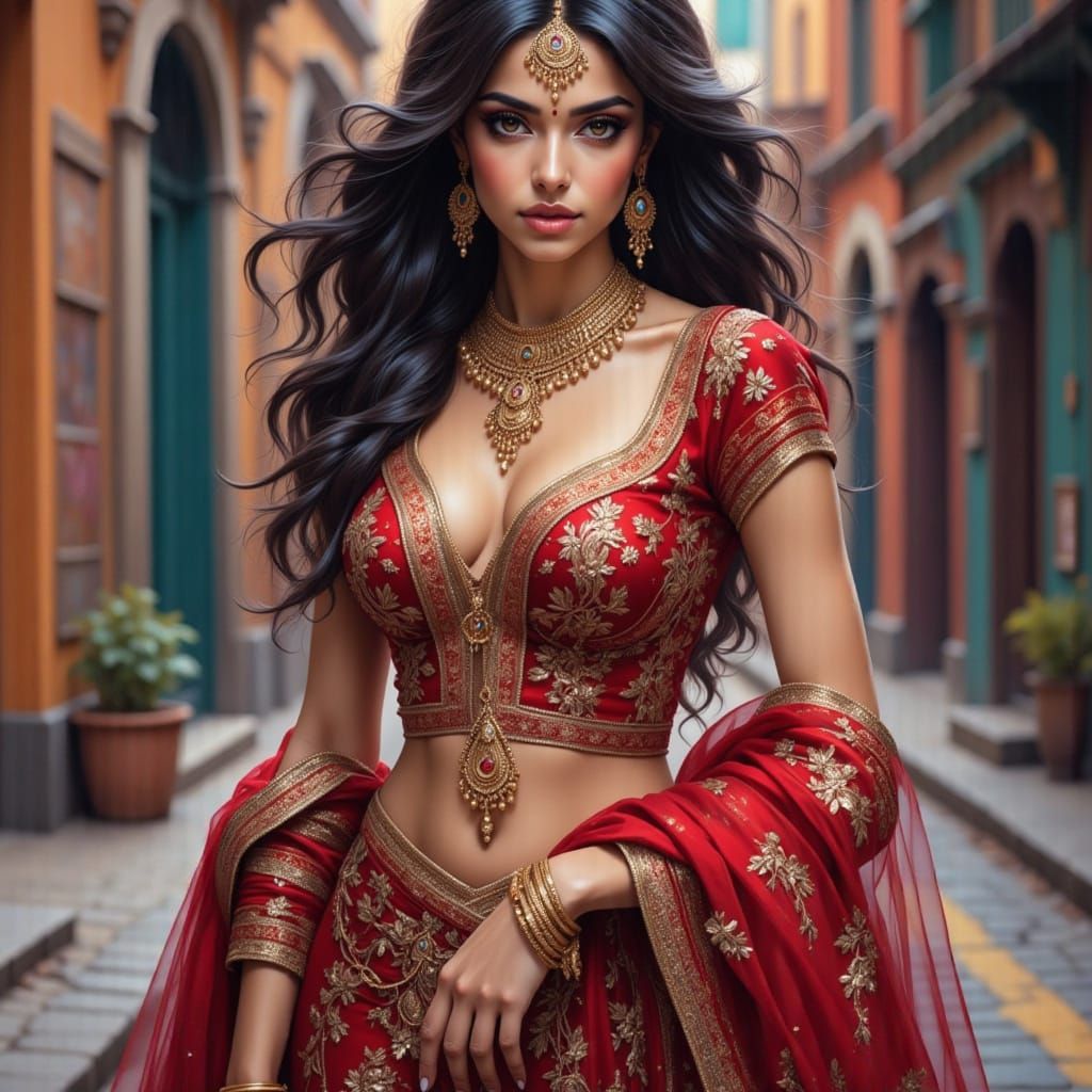 Elegant Indian Woman in Beautiful Dress