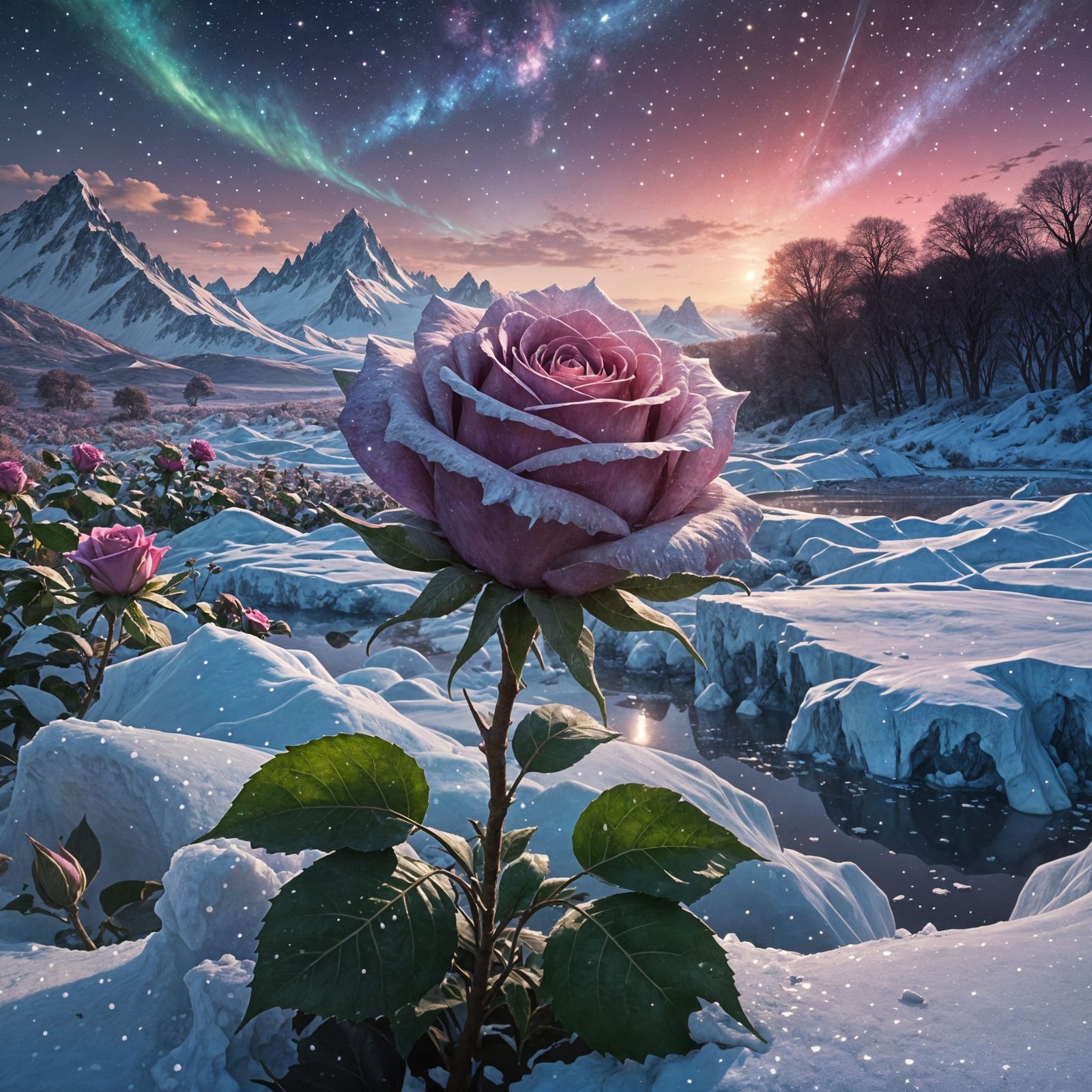 Giant Ice Rose in Nebula Galaxy at Dawn