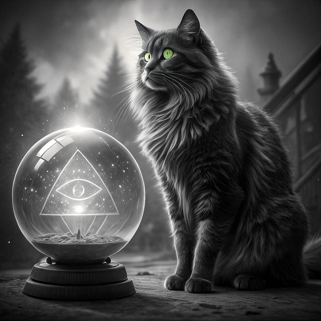 Enchanted Cat in Surreal Optical Illusion