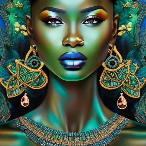 Winged Goddess Collage in 3D Liquid Detail